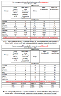 Foto: Harmonogram odbioru odpadów z terenu Gminy Zbójna od stycznia do września 2020 r.