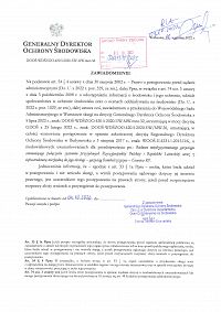 Foto: Zawiadomienie Generalnego Dyrektora Ochrony Środowiska z dnia 26 września 2022 nr DOOŚ-WDŚZOO.420.10.2020.EW/WM.PS.mro.36