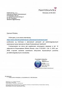 Foto: Informacje o planowanych pomiarach pól elektromagnetycznych realizowanych przez Laboratorium Badań Środowiskowych NetWorkS!