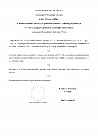 Foto: POSTANOWIENIE NR 203/2024 Komisarza Wyborczego w Łomży z dnia 15 marca 2024 roku