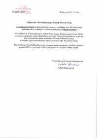 Foto: Ogłoszenie Przewodniczącego Komisji Konkursowej