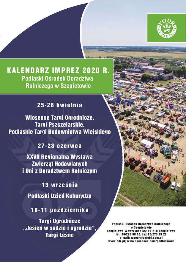 Zdjęcie do wiadomości Kalendarz imprez Podlaskiego Ośrodka Doradztwa Rolniczego w Szepietowie