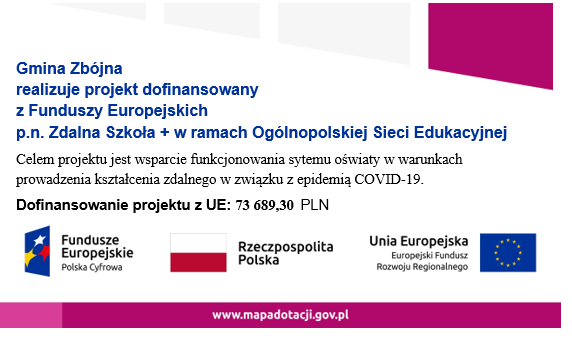 Zdjęcie do wiadomości Projekt “Zdalna szkoła +” w Gminie Zbójna